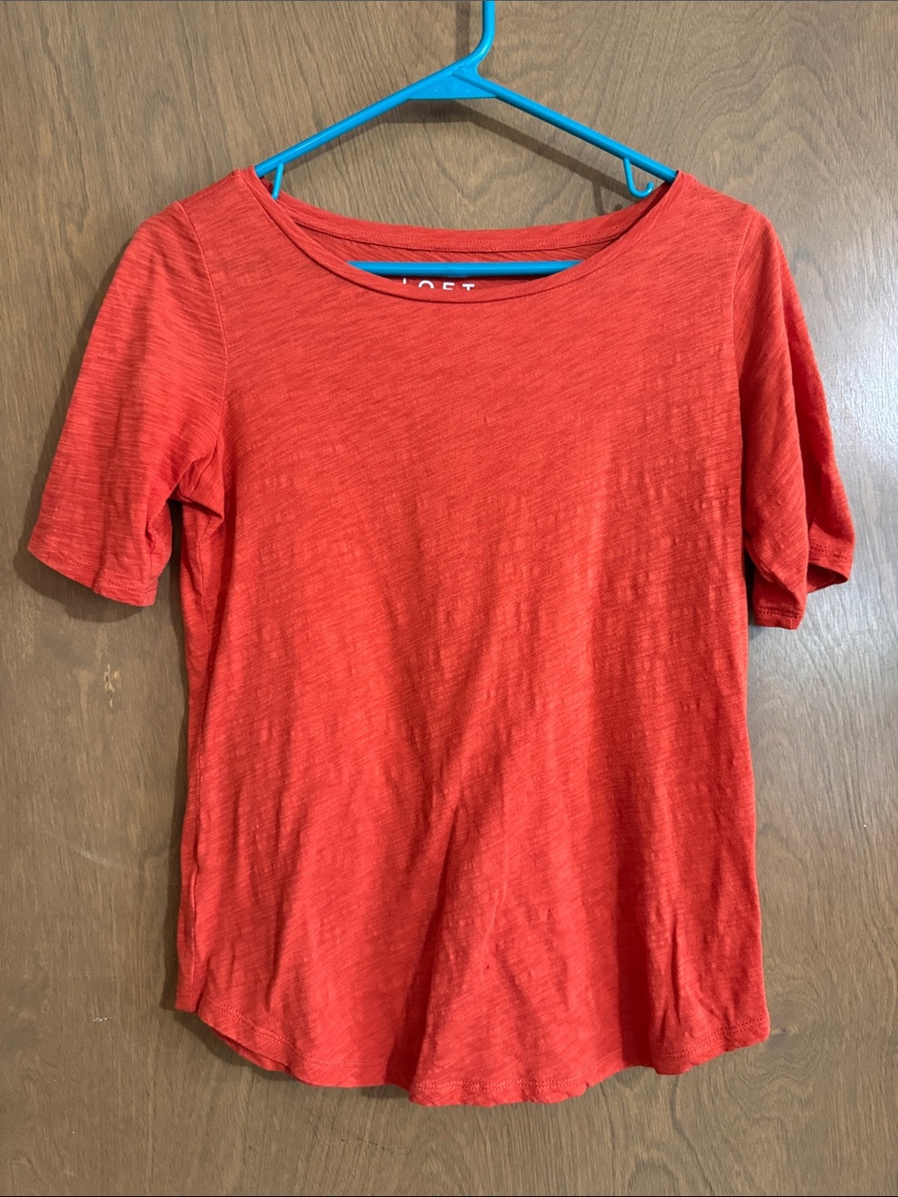 LOFT Orange-Red Short Sleeve Scoop Neck Tee